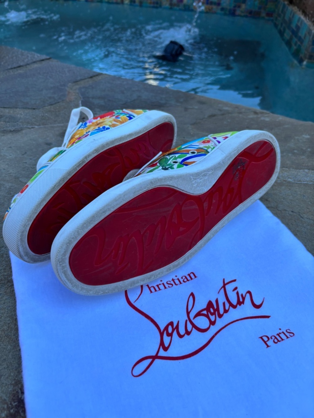 Christian Louboutin Multi Crepe Satin floral low-top sneakers 41 - Picture 5 of 6